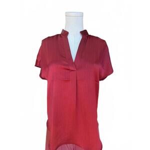 NEW KLD. SIGNATURE women's crinkled satin blouse in red